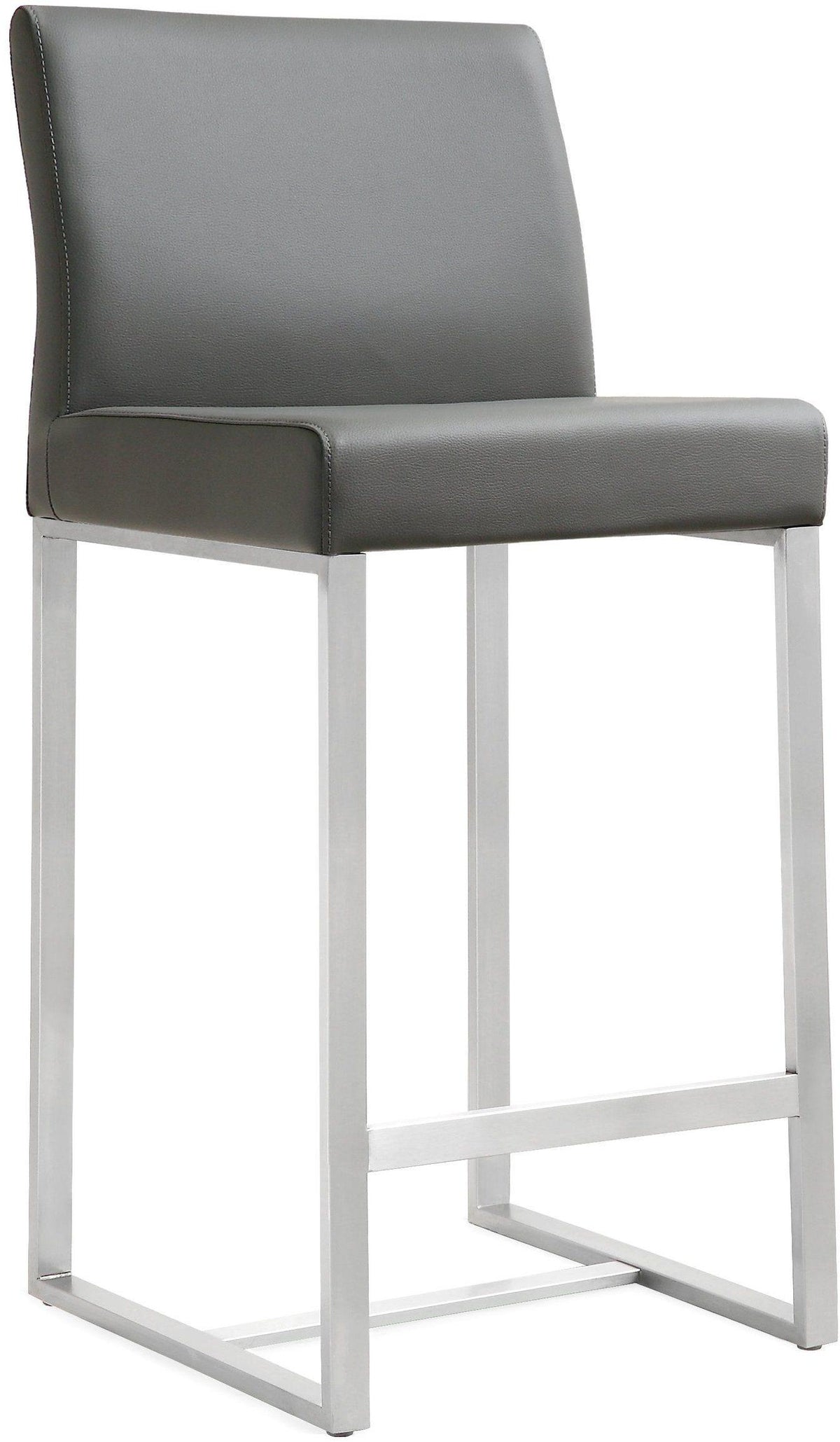 Denmark Grey Performance Vegan Leather and Stainless Steel Counter Stool - Set of 2 by TOV Furniture – photo 3 of 10