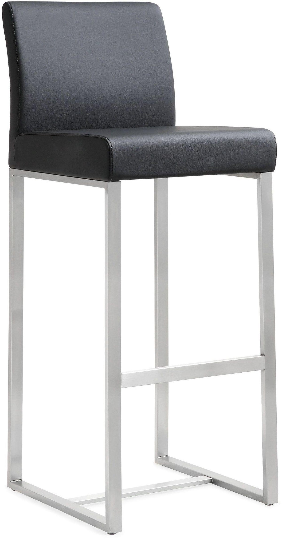 Denmark Black Performance Vegan Leather and Stainless Steel Barstool - Set of 2 by TOV Furniture – photo 3 of 10