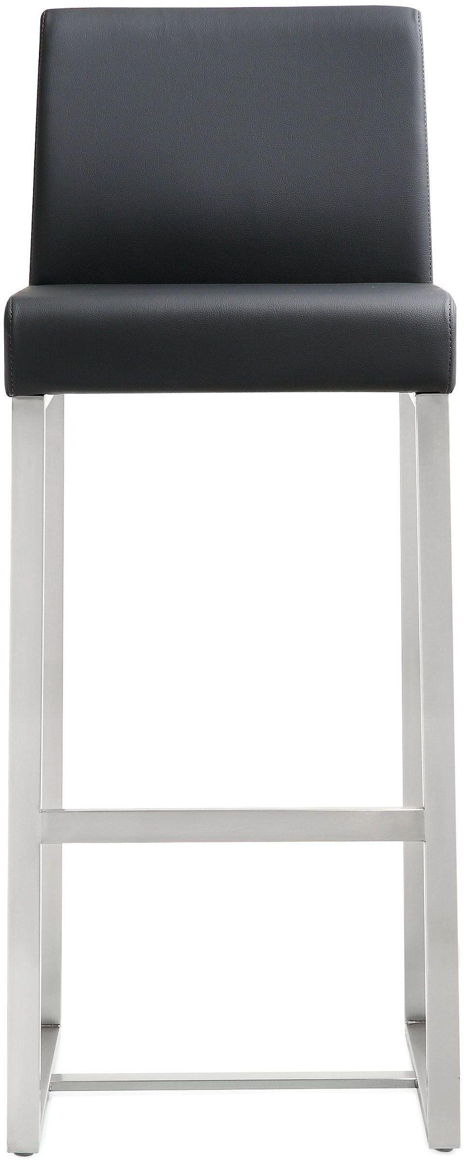 Denmark Black Performance Vegan Leather and Stainless Steel Barstool - Set of 2 by TOV Furniture – photo 5 of 10