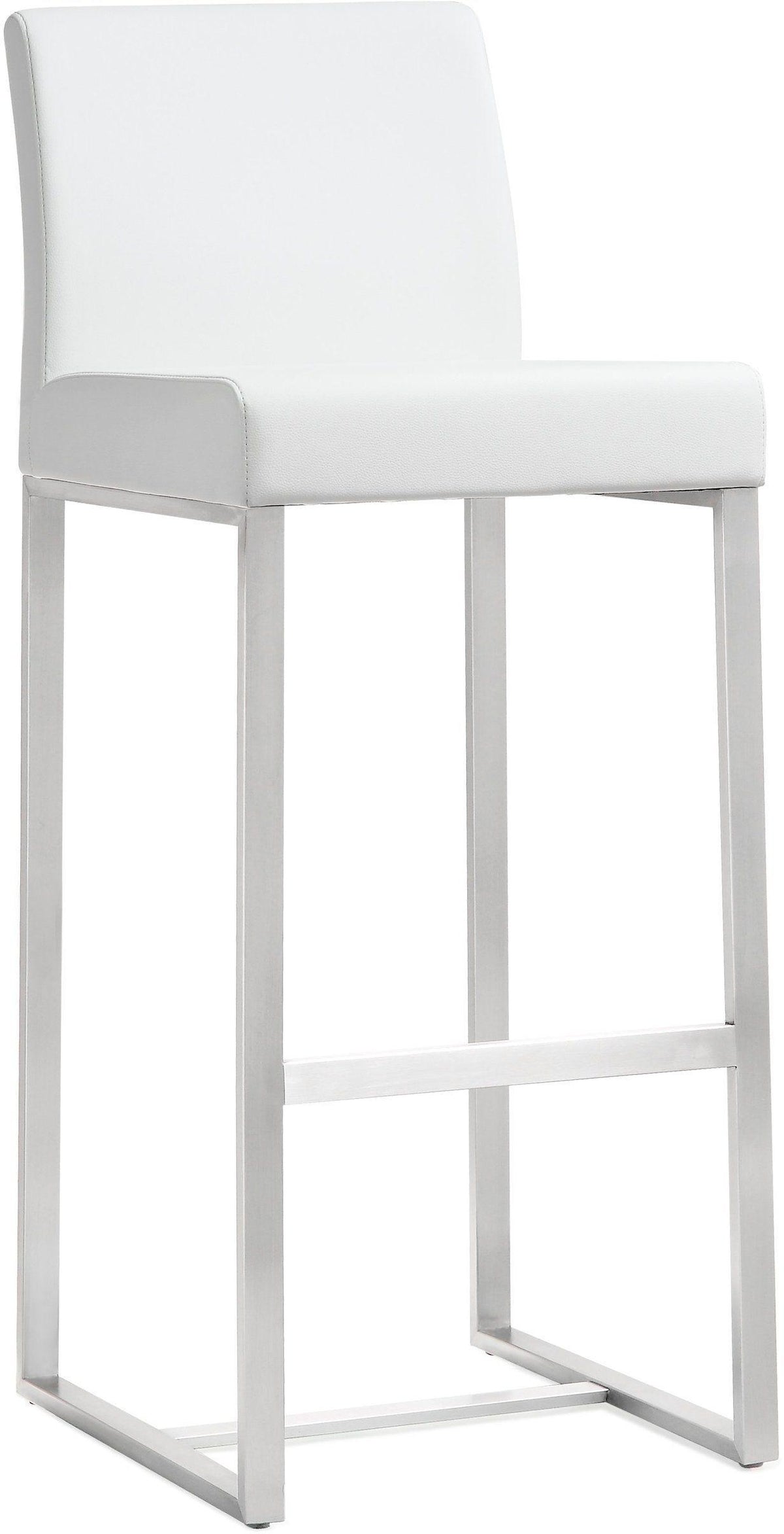 Denmark White Performance Vegan Leather and Stainless Steel Barstool - Set of 2 by TOV Furniture – photo 3 of 10