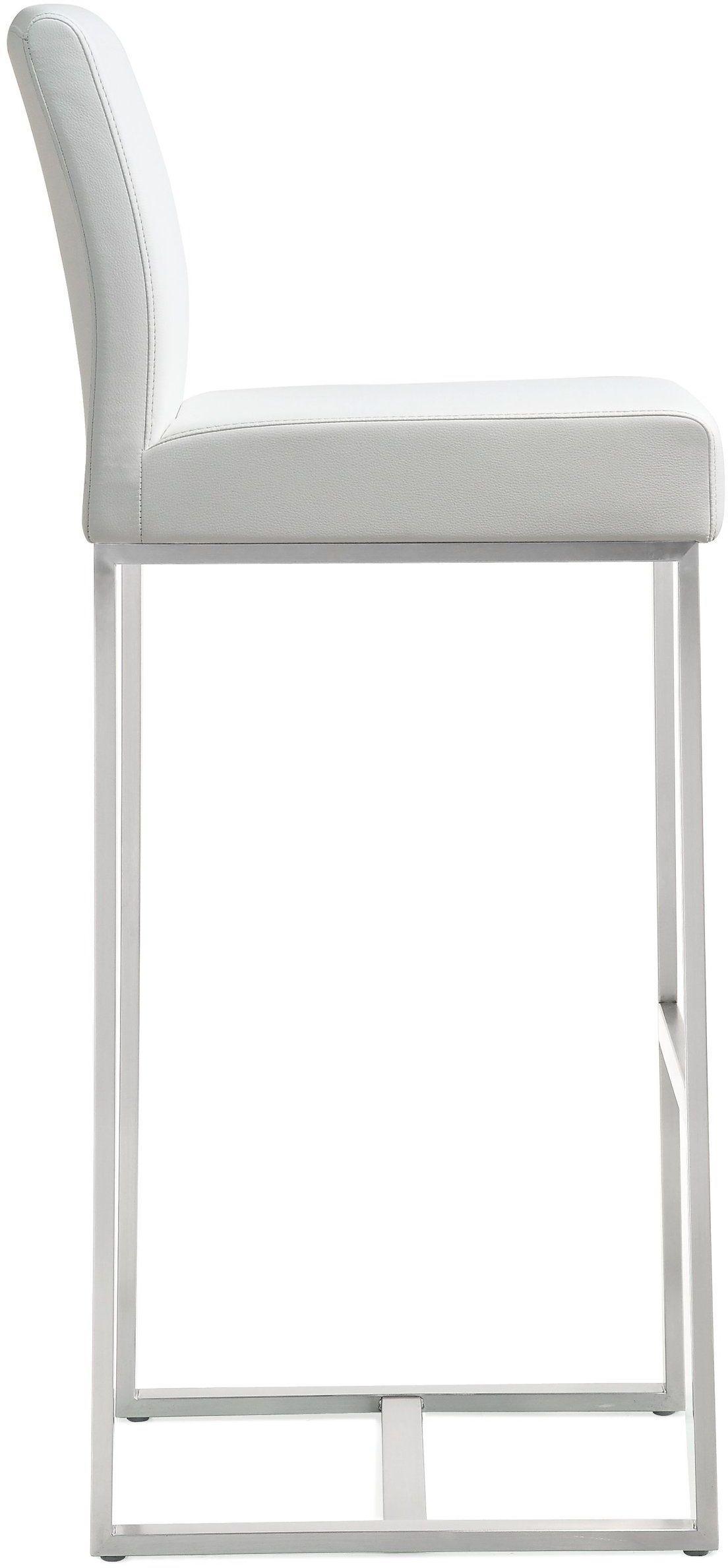 Denmark White Performance Vegan Leather and Stainless Steel Barstool - Set of 2 by TOV Furniture – photo 4 of 10