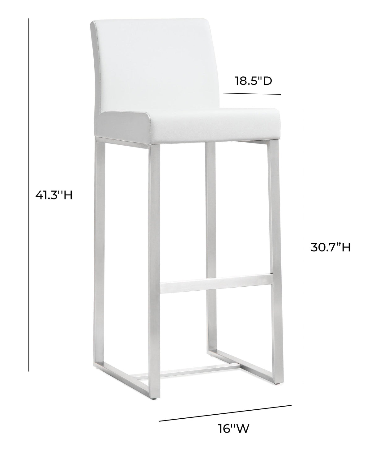 Denmark White Performance Vegan Leather and Stainless Steel Barstool - Set of 2 by TOV Furniture – photo 9 of 10