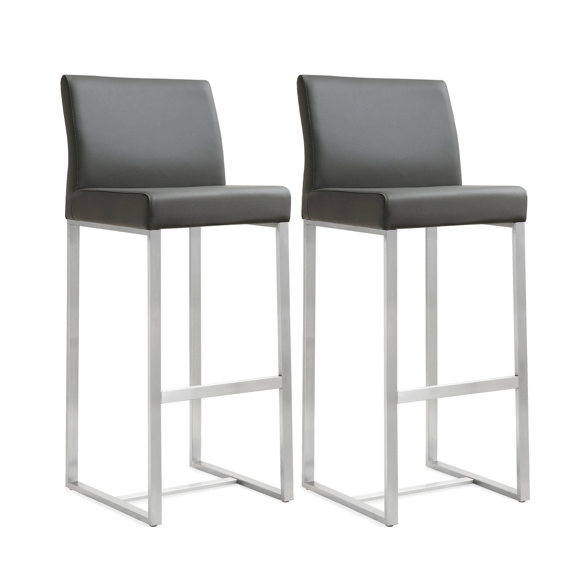 Denmark Grey Performance Vegan Leather and Stainless Steel Barstool - Set of 2 by TOV Furniture – photo 1 of 11