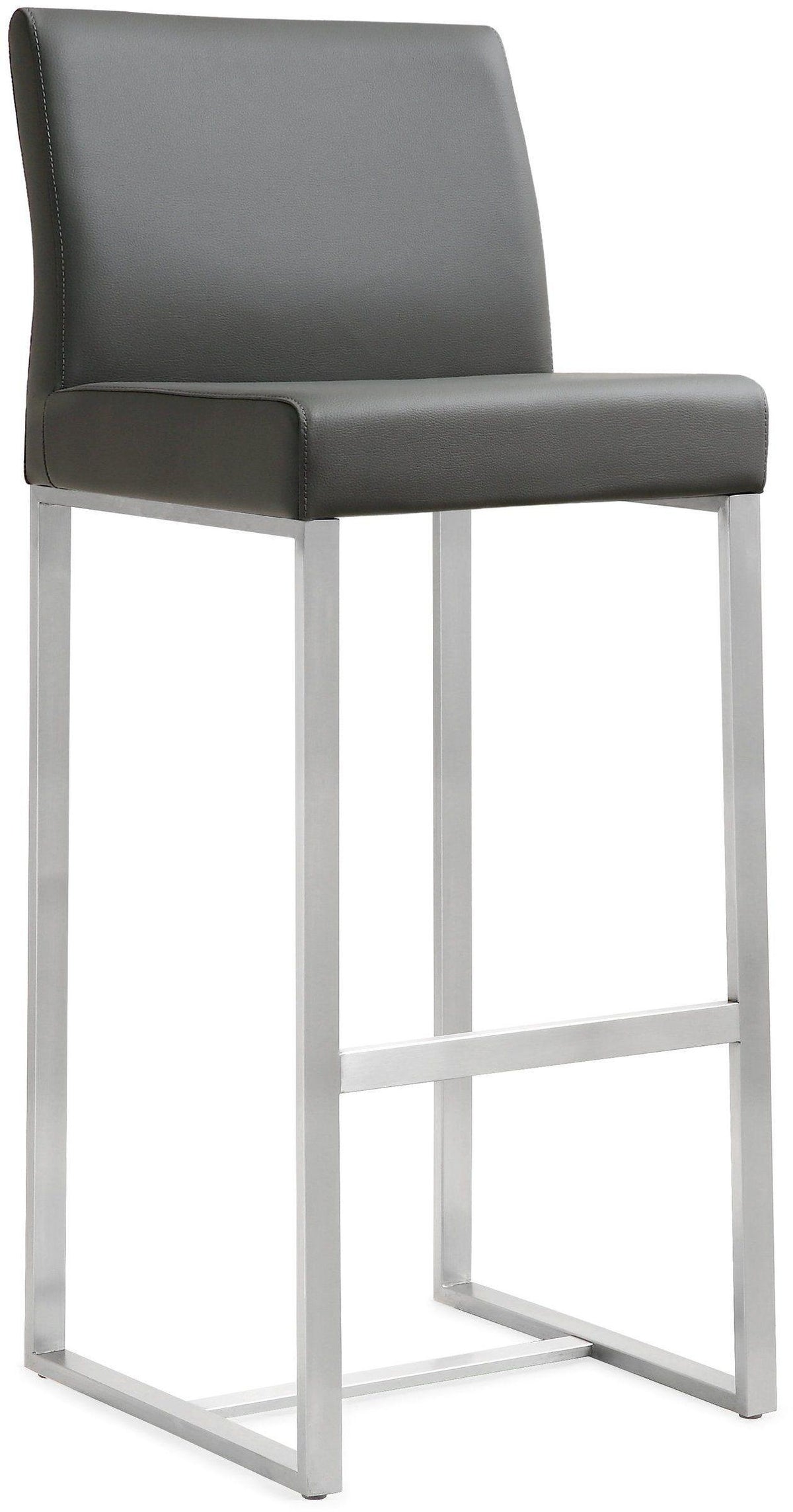 Denmark Grey Performance Vegan Leather and Stainless Steel Barstool - Set of 2 by TOV Furniture – photo 3 of 11