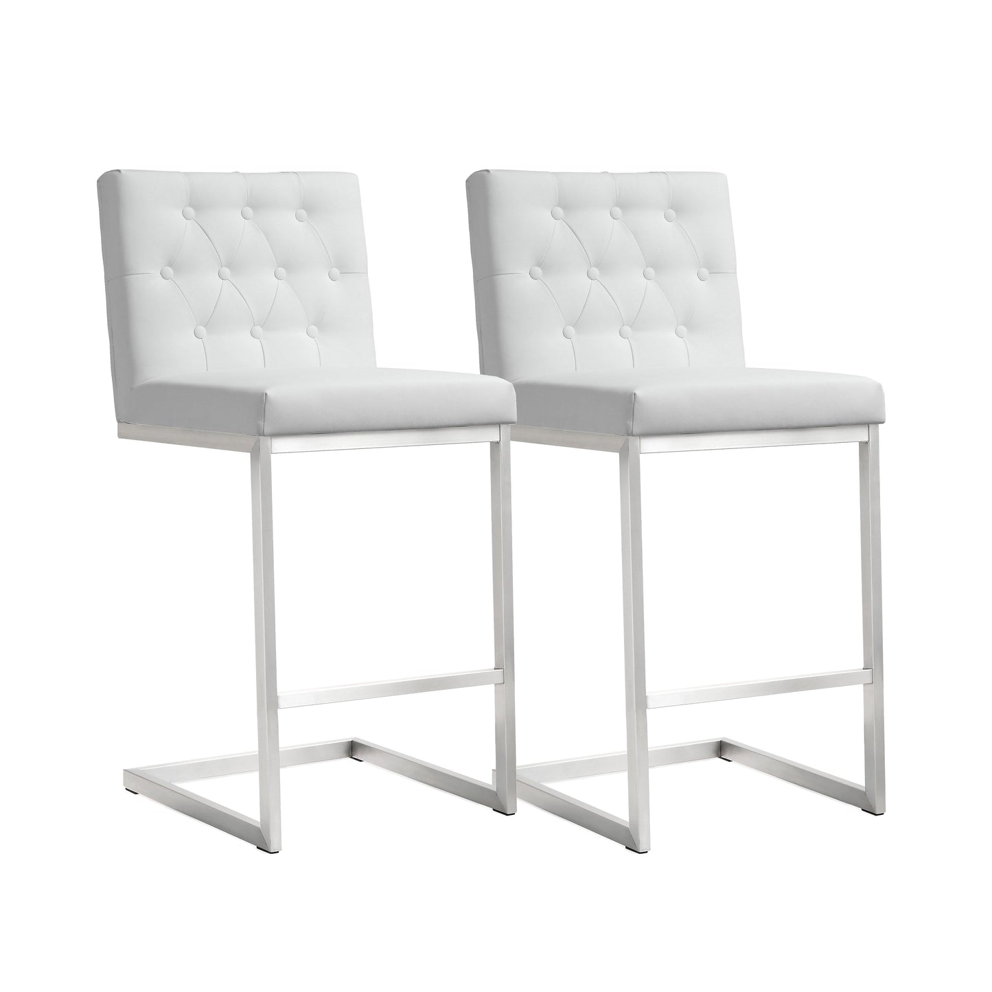 Helsinki White Performance Vegan Leather Stool Set Of 2 by TOV K3640