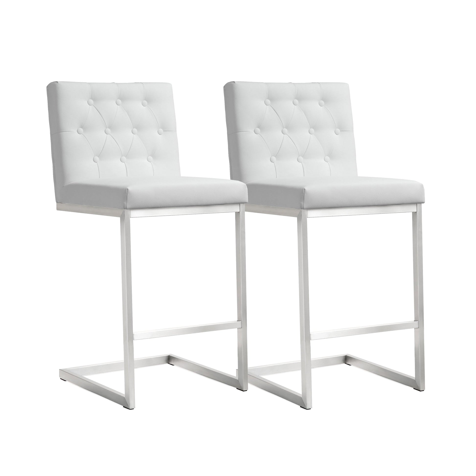 Helsinki White Performance Vegan Leather Stool Set Of 2 by TOV K3640