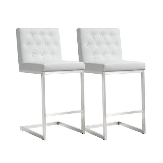 Helsinki White Performance Vegan Leather Stool Set Of 2 by TOV K3640