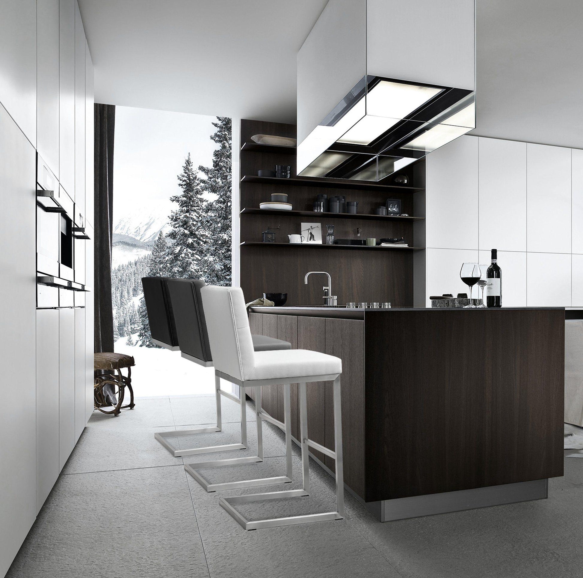 Helsinki White Performance Vegan Leather Stool Set Of 2 by TOV K3640