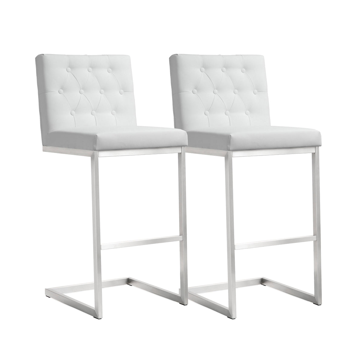 Helsinki White Performance Vegan Leather Stool - Set of 2 in Bar Height by TOV Furniture – photo 1 of 10