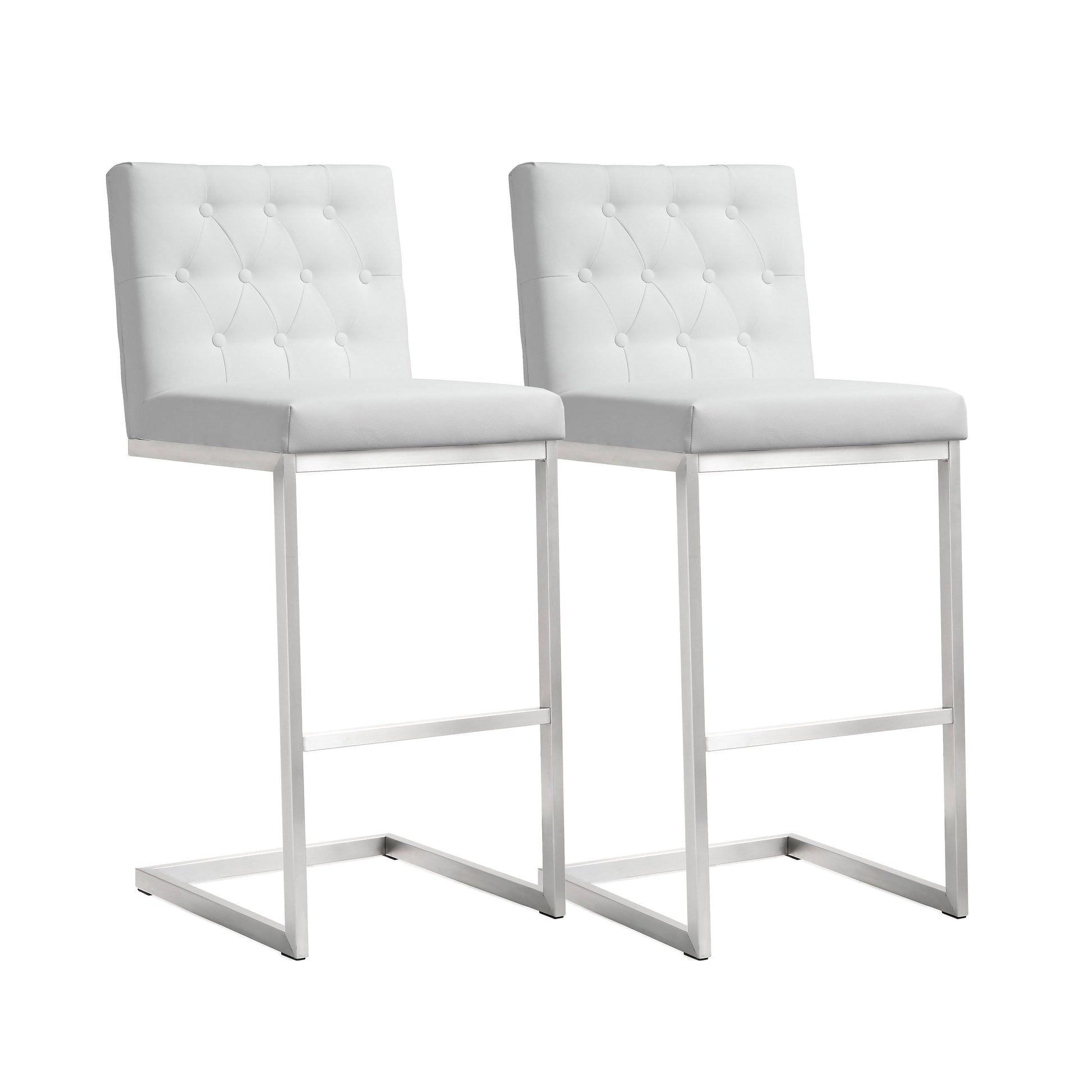 Helsinki White Performance Vegan Leather Stool Set Of 2 by TOV K3643
