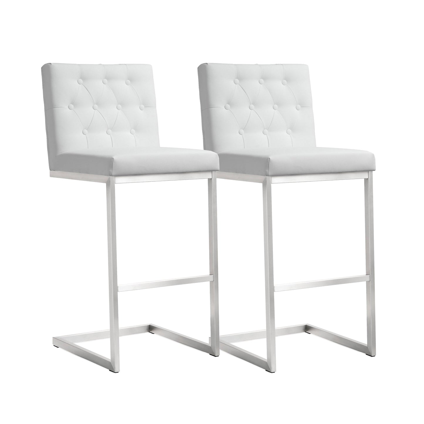 Helsinki White Performance Vegan Leather Stool Set Of 2 by TOV K3640