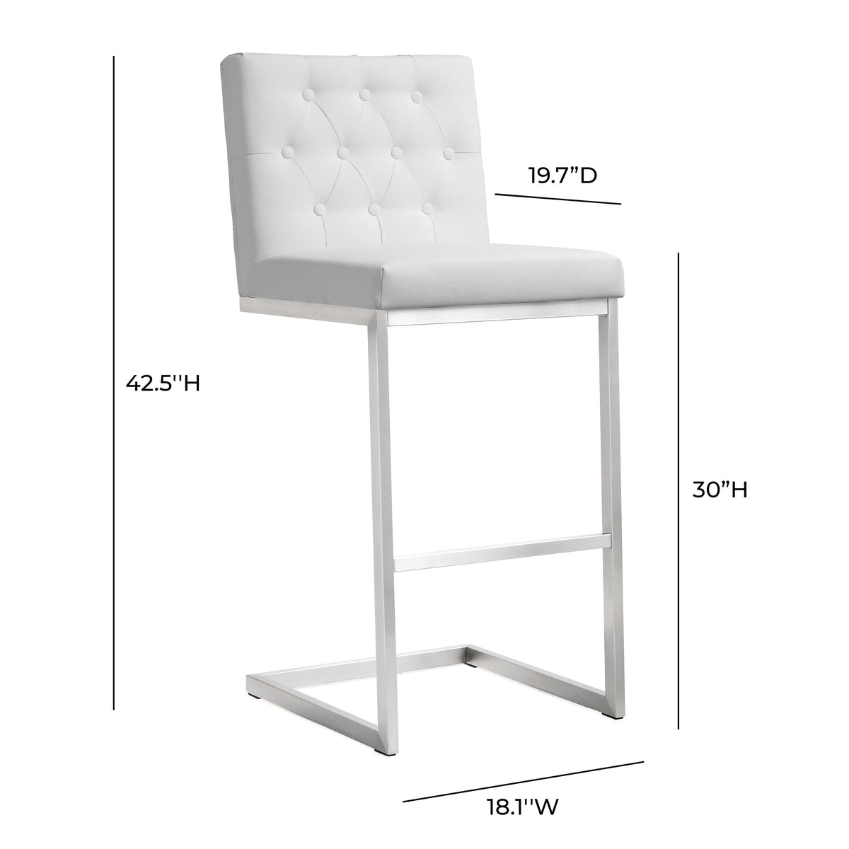 Helsinki White Performance Vegan Leather Stool - Set of 2 in Bar Height by TOV Furniture – photo 9 of 10