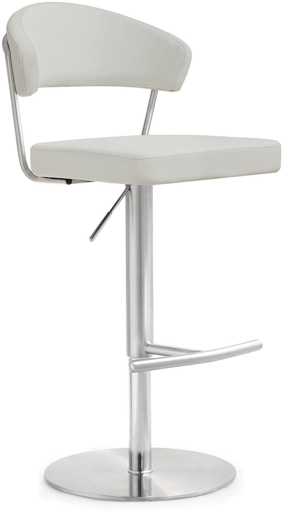 Cosmo Light Grey Performance Vegan Leather and Stainless Steel Barstool by TOV Furniture – photo 1 of 11