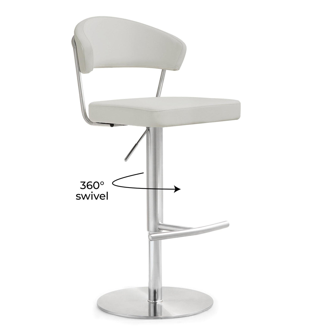 Cosmo Light Grey Performance Vegan Leather and Stainless Steel Barstool by TOV Furniture – photo 8 of 11
