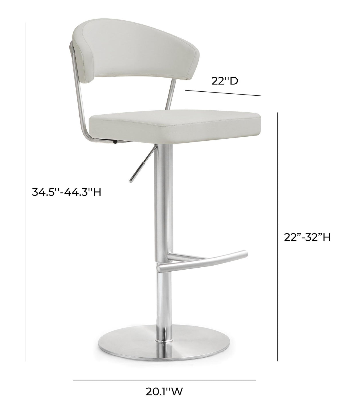 Cosmo Light Grey Performance Vegan Leather and Stainless Steel Barstool by TOV Furniture – photo 9 of 11