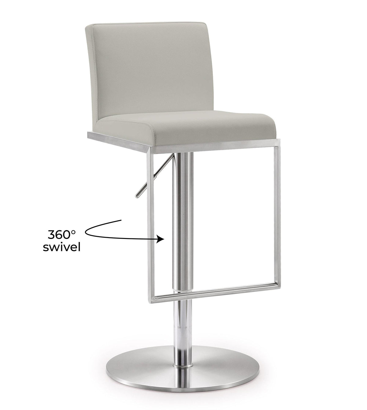 Amalfi Light Grey Performance Vegan Leather Stool by TOV Furniture – photo 8 of 11