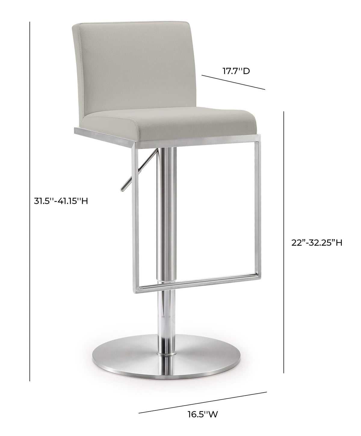 Amalfi Light Grey Performance Vegan Leather Stool by TOV Furniture – photo 9 of 11