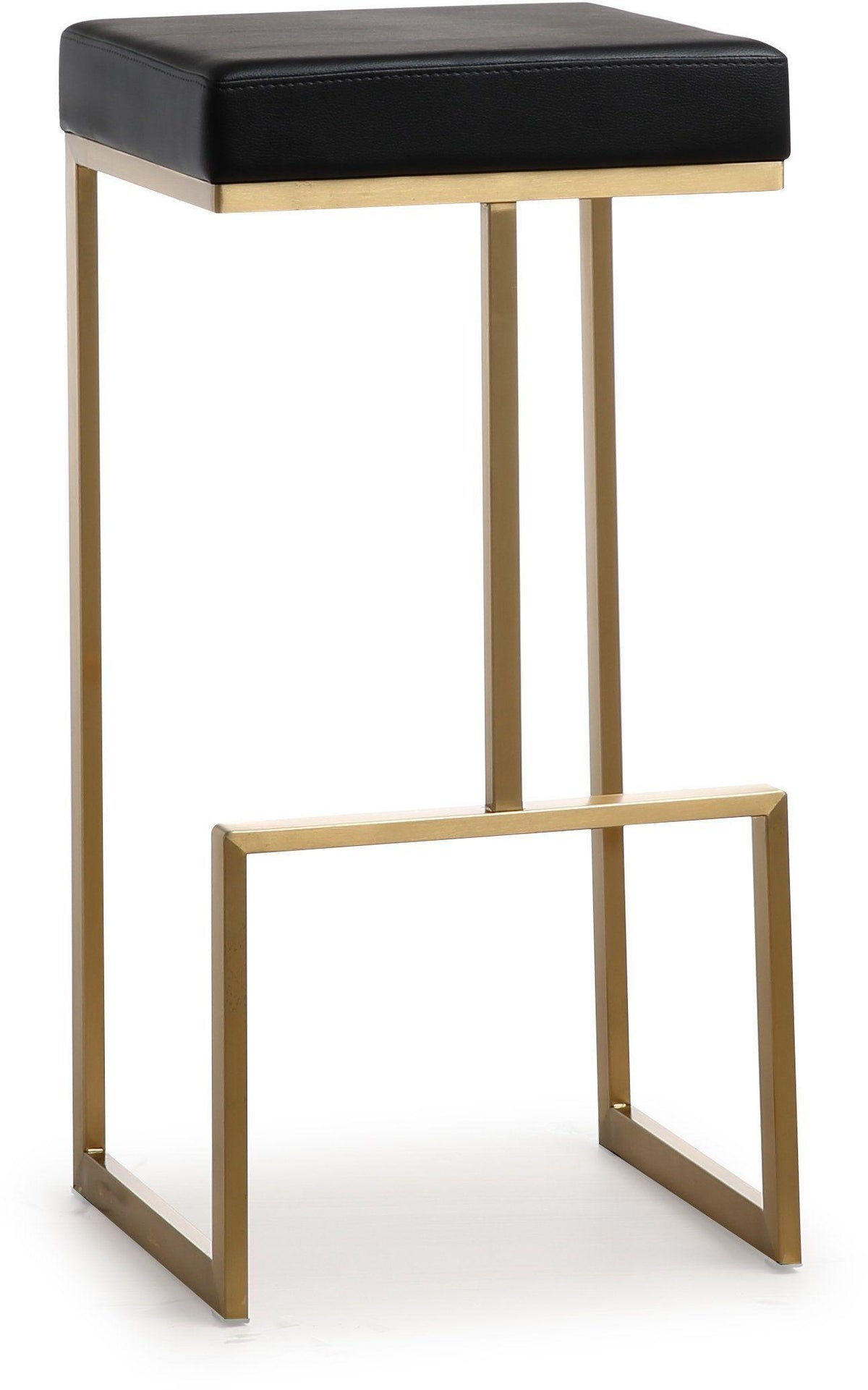 Ferrara Black Performance Vegan Leather and Gold Steel Barstool - Set of 2 by TOV Furniture – photo 3 of 9