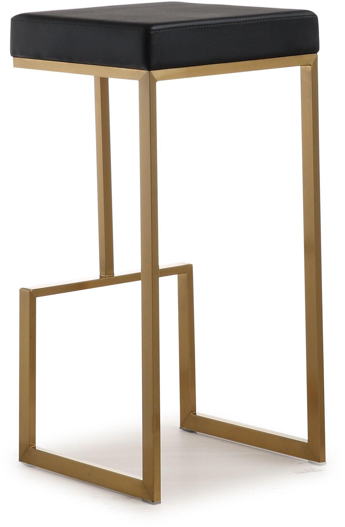 Ferrara Black Performance Vegan Leather and Gold Steel Barstool - Set of 2 by TOV Furniture – photo 4 of 9