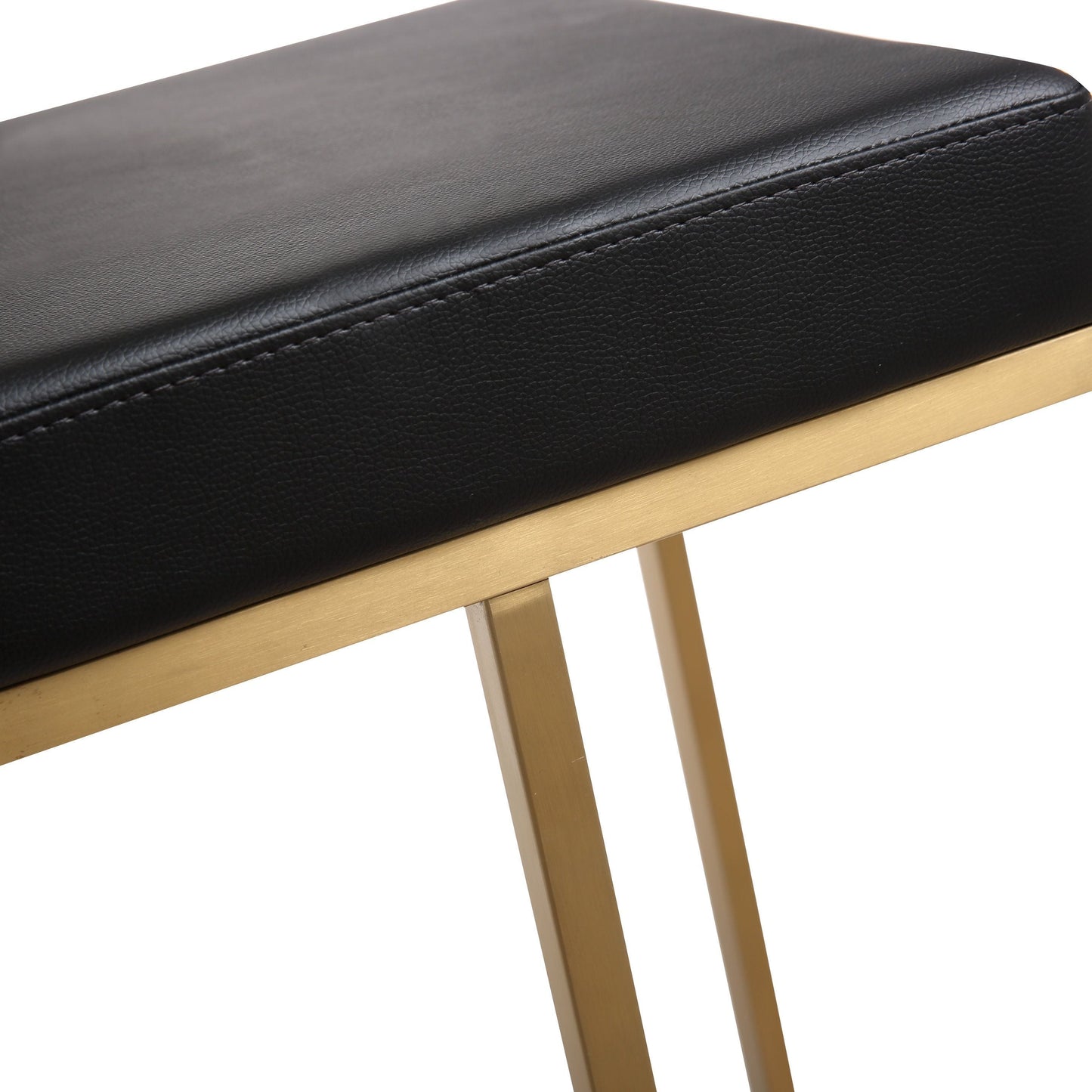 Ferrara Black Performance Vegan Leather and Gold Steel Barstool - Set of 2 Black - ON FINAL SALE by Tov Furniture