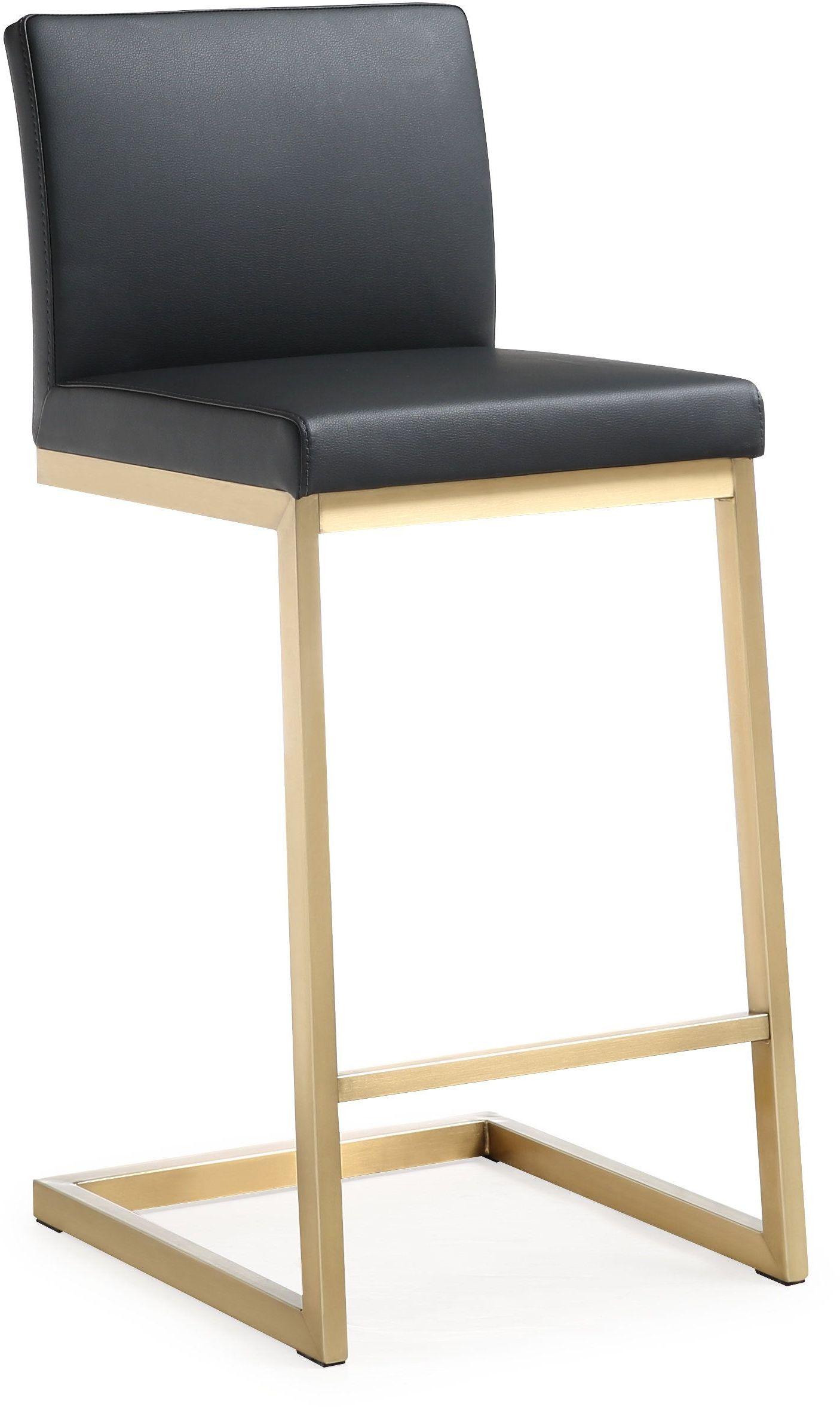 Parma Performance Vegan Leather and Gold Stainless Steel Counter Stool - Set of 2 Black - ON FINAL SALE by Tov Furniture