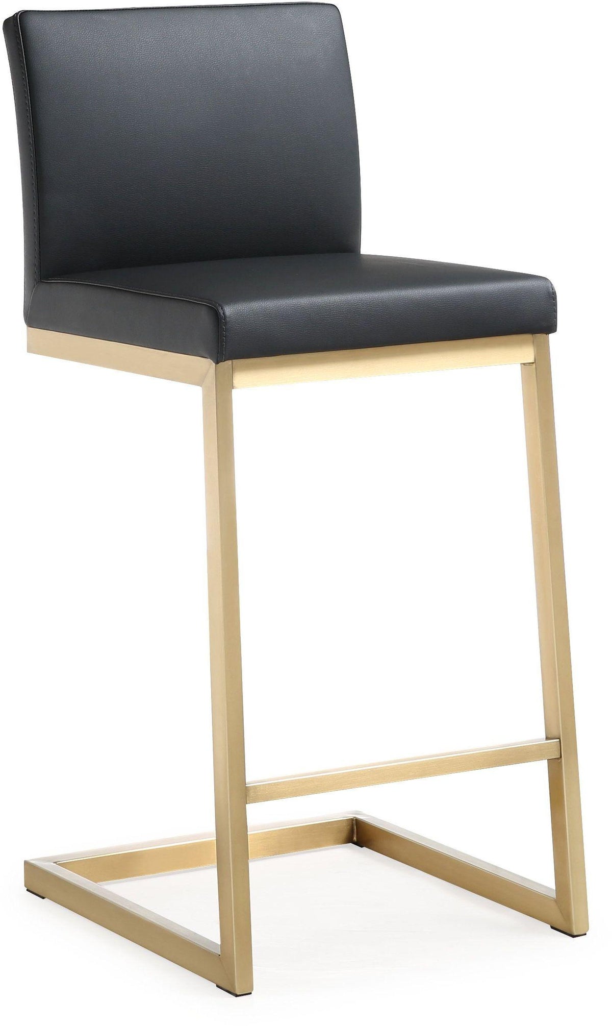Parma Performance Vegan Leather and Gold Stainless Steel Counter Stool - Set of 2 in Black by TOV Furniture – photo 3 of 11