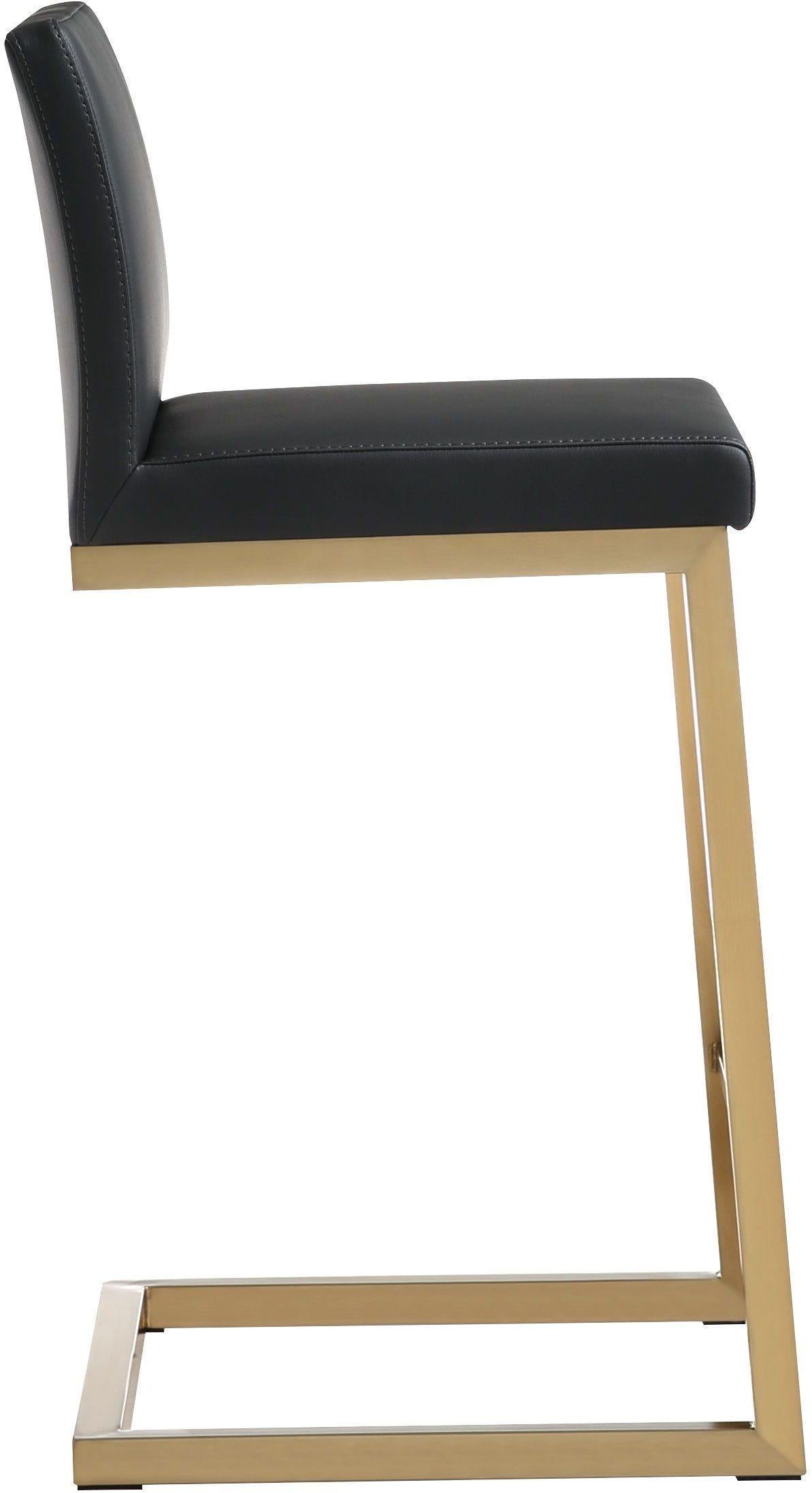 Parma Performance Vegan Leather and Gold Stainless Steel Counter Stool - Set of 2 Black - ON FINAL SALE by Tov Furniture