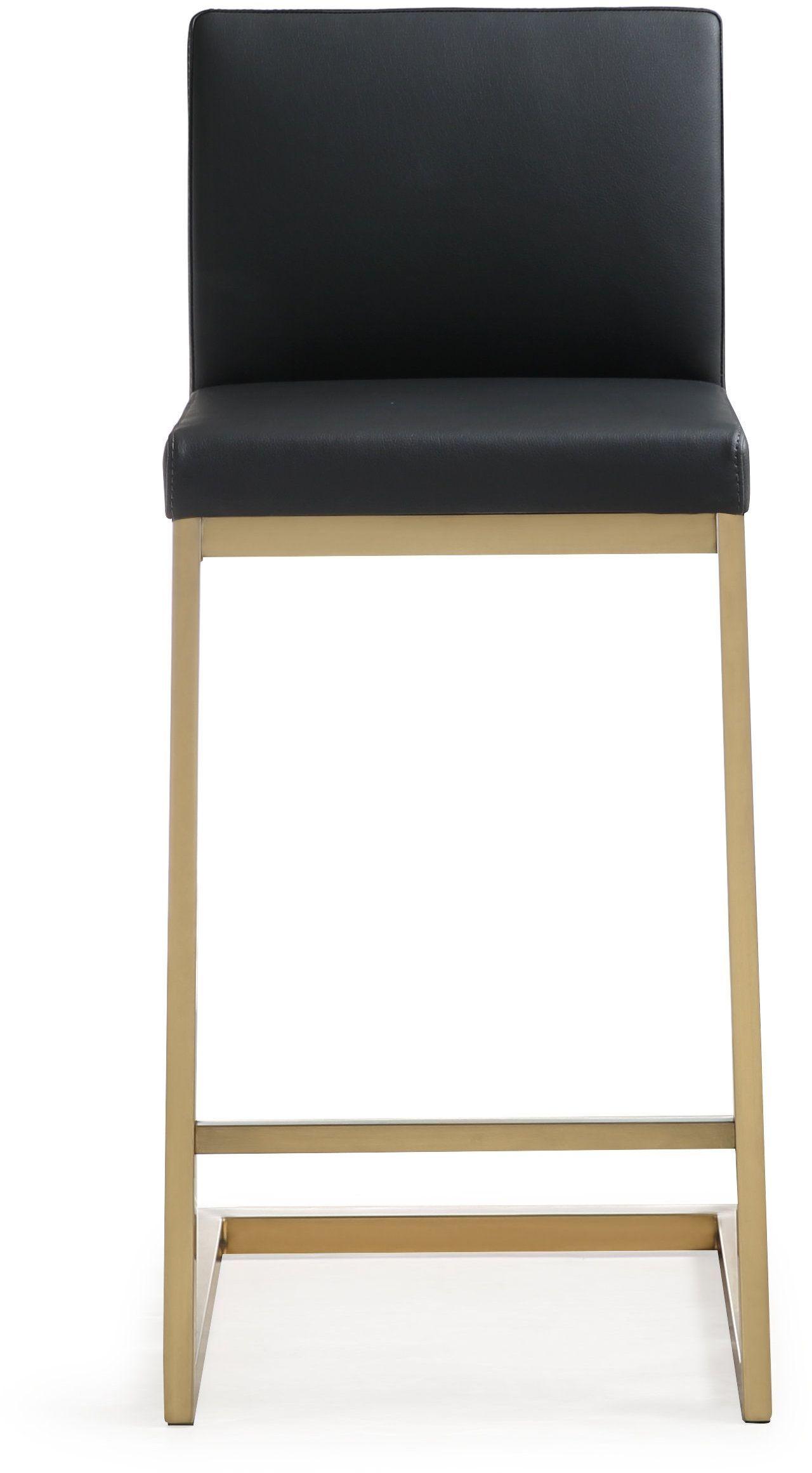 Parma Performance Vegan Leather and Gold Stainless Steel Counter Stool - Set of 2 Black - ON FINAL SALE by Tov Furniture
