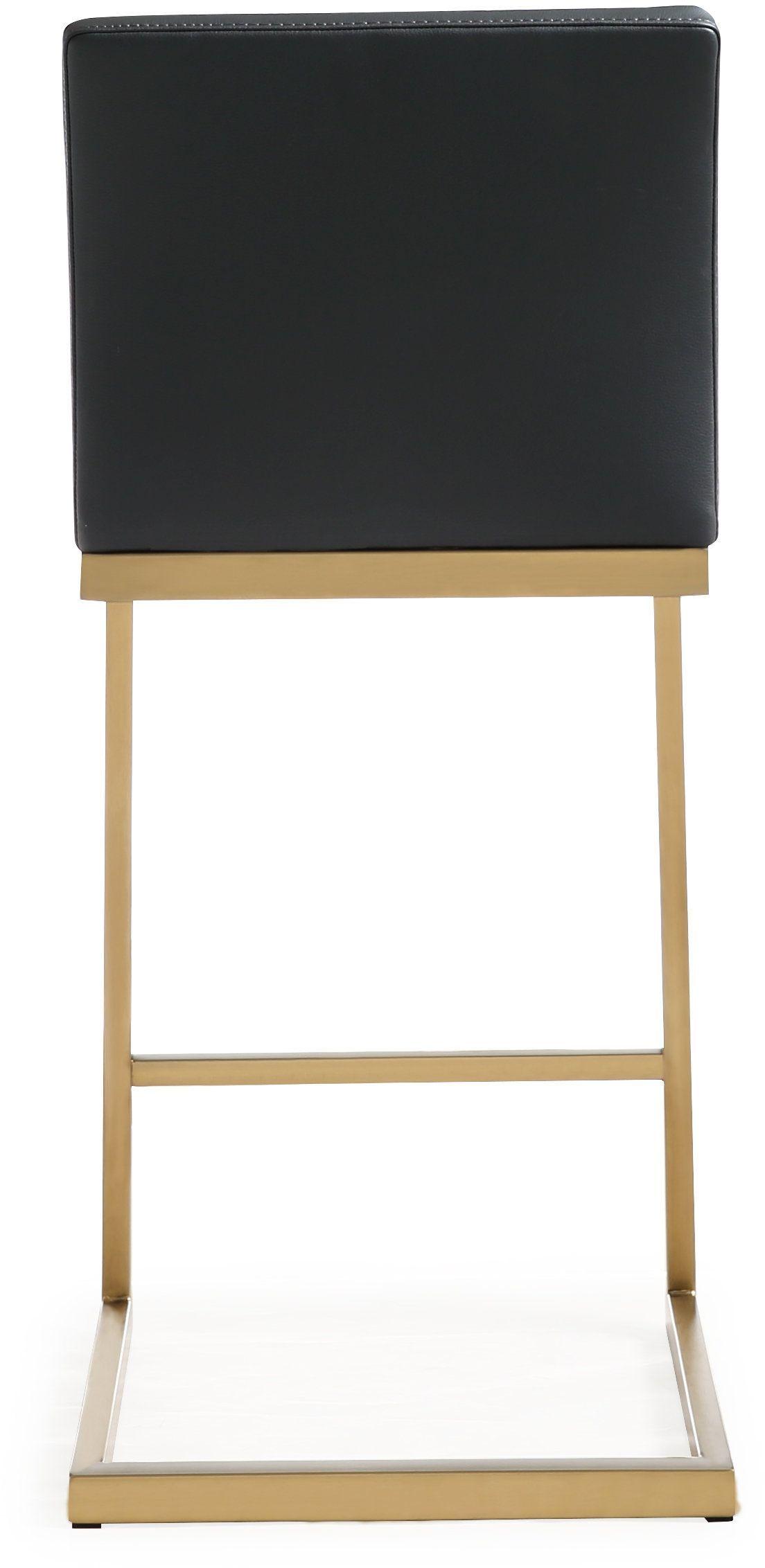 Parma Performance Vegan Leather and Gold Stainless Steel Counter Stool - Set of 2 Black - ON FINAL SALE by Tov Furniture