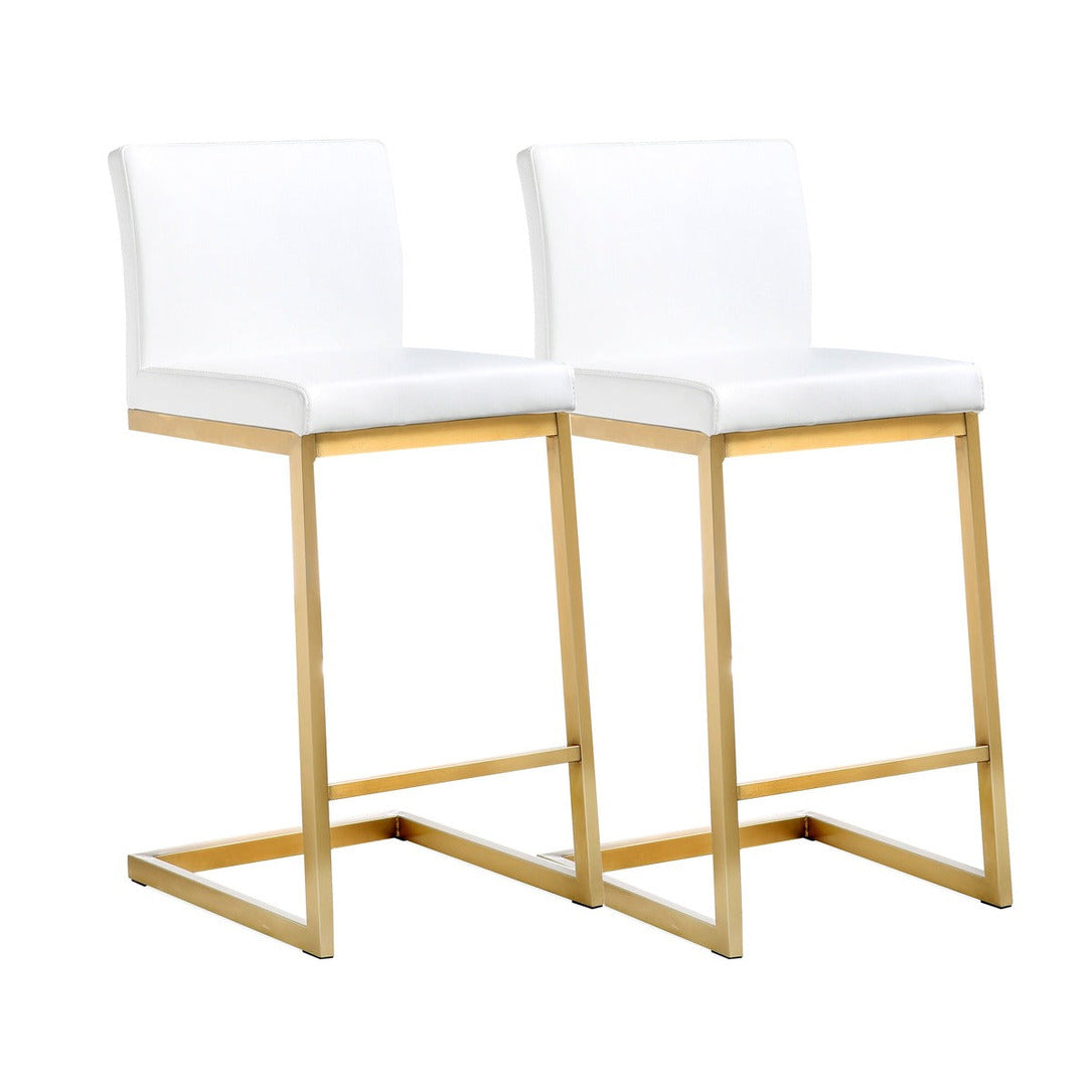 Parma Performance Vegan Leather And Gold Stainless Steel Counter Stool Set Of 2 by TOV K3666