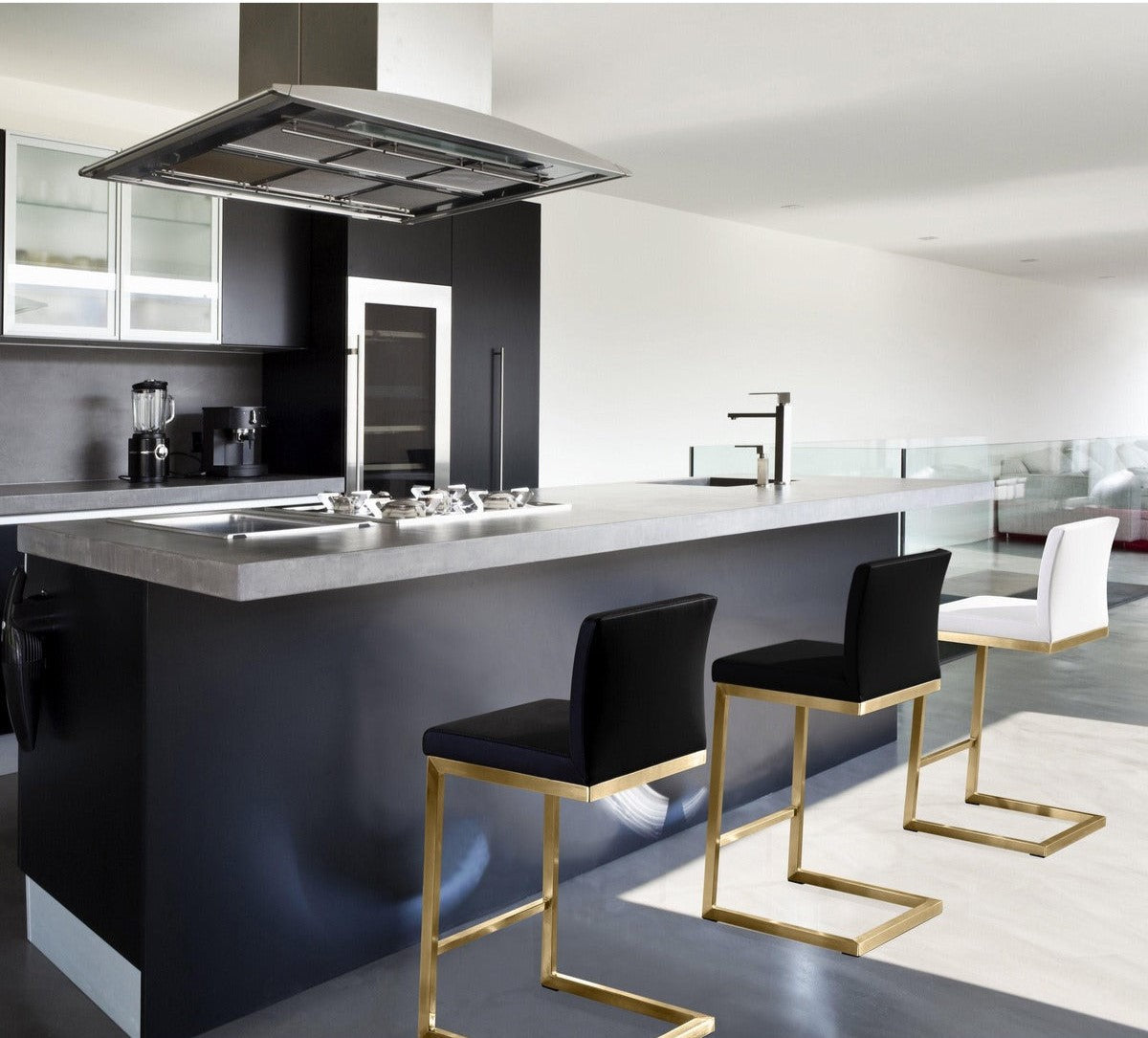 Parma Performance Vegan Leather And Gold Stainless Steel Counter Stool Set Of 2 by TOV K3665