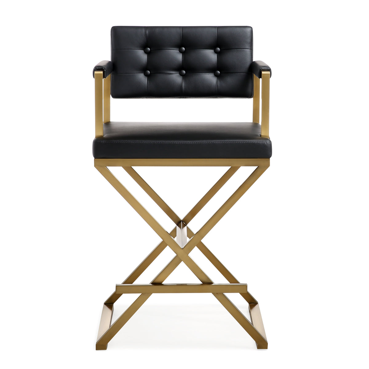 Director Black Performance Vegan Leather and Gold Steel Counter Stool by TOV Furniture – photo 3 of 9