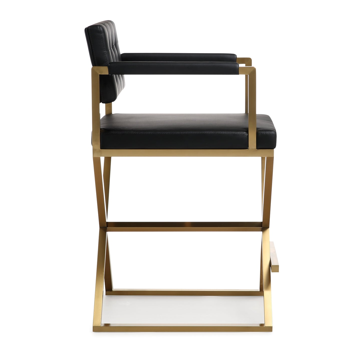Director Performance Vegan Leather Stool With Gold Base by TOV K3667