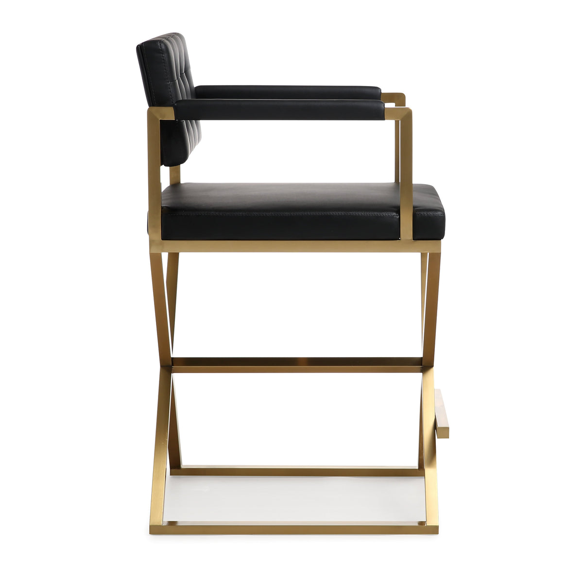 Director Black Performance Vegan Leather and Gold Steel Counter Stool by TOV Furniture – photo 4 of 9