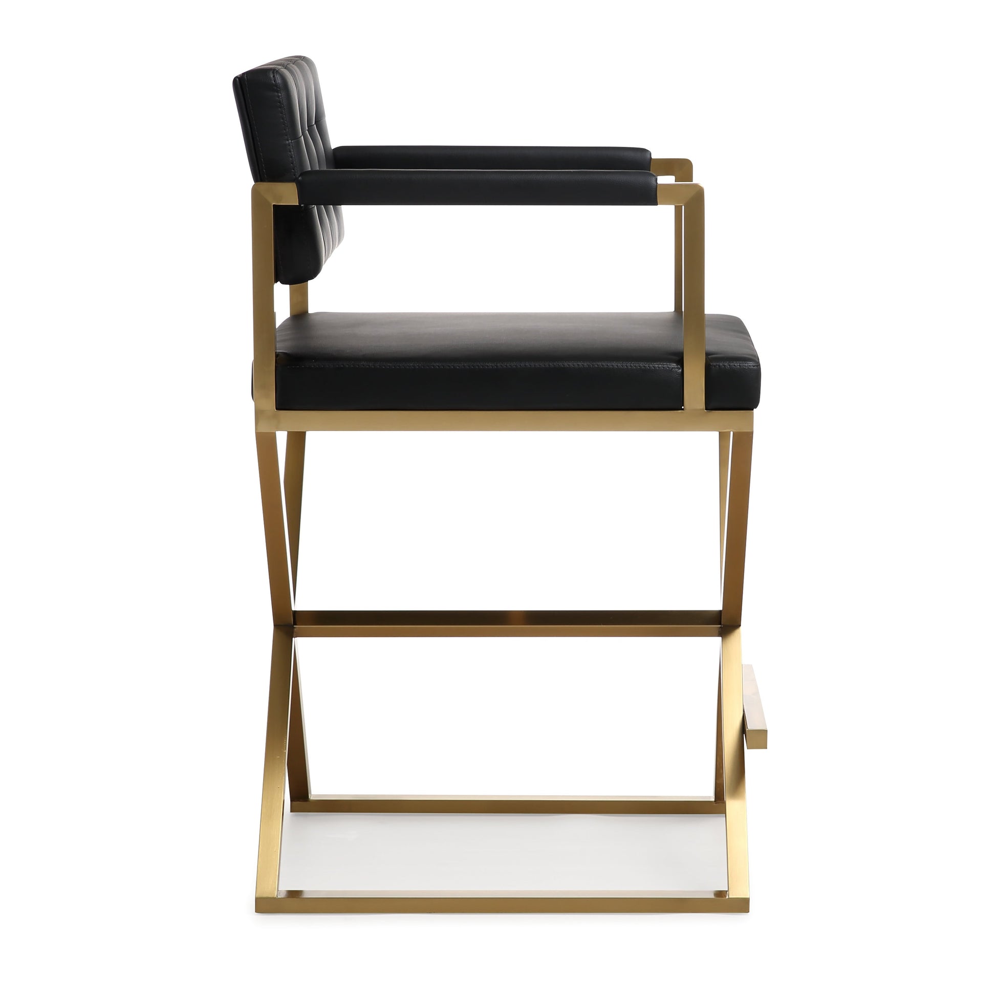 Director Performance Vegan Leather Stool With Gold Base by TOV K3670