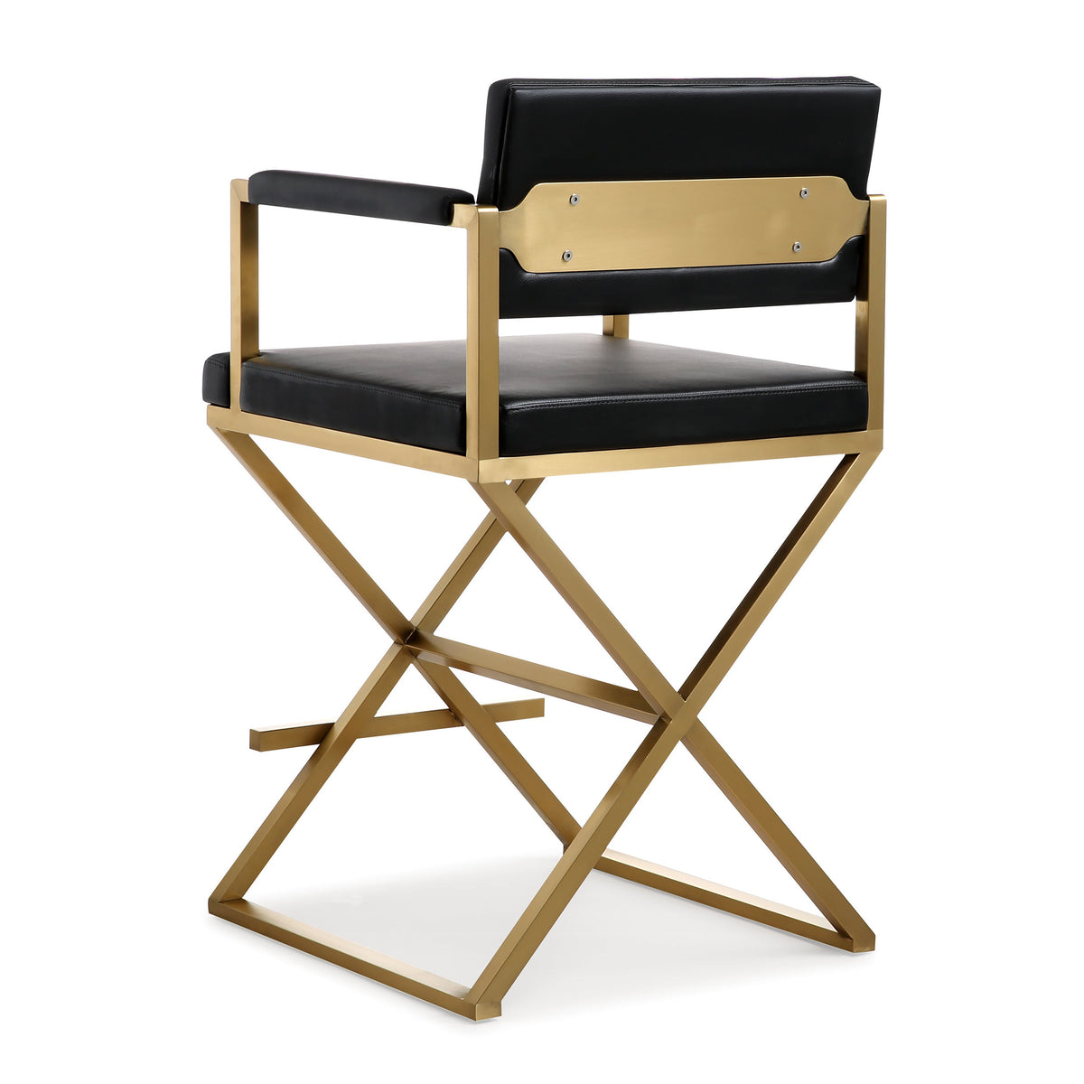 Director Black Performance Vegan Leather and Gold Steel Counter Stool by TOV Furniture – photo 5 of 9