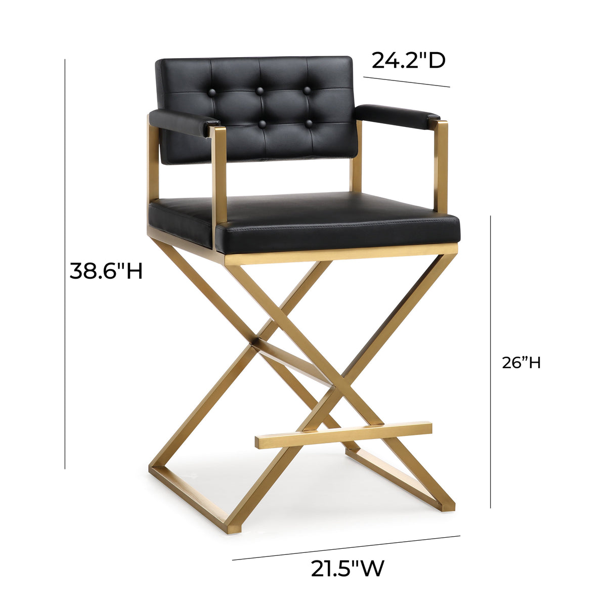 Director Black Performance Vegan Leather and Gold Steel Counter Stool by TOV Furniture – photo 9 of 9