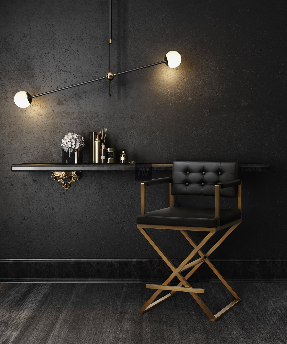 Director Performance Vegan Leather Stool with Gold Base by TOV Furniture – several options shown