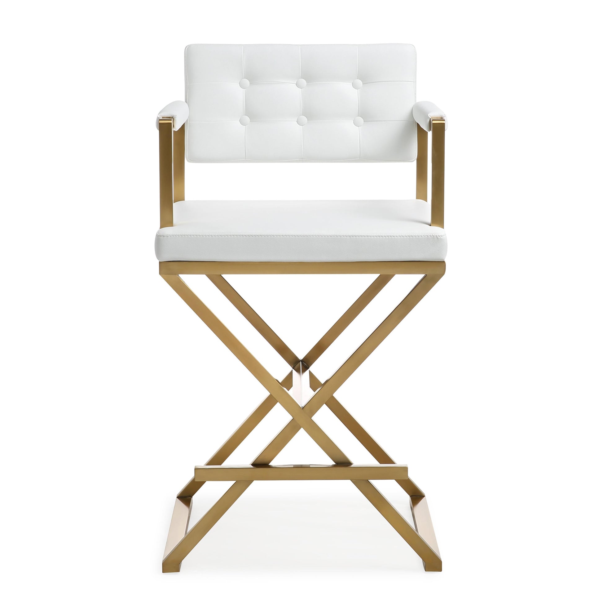 Director Performance Vegan Leather Stool With Gold Base by TOV K3669