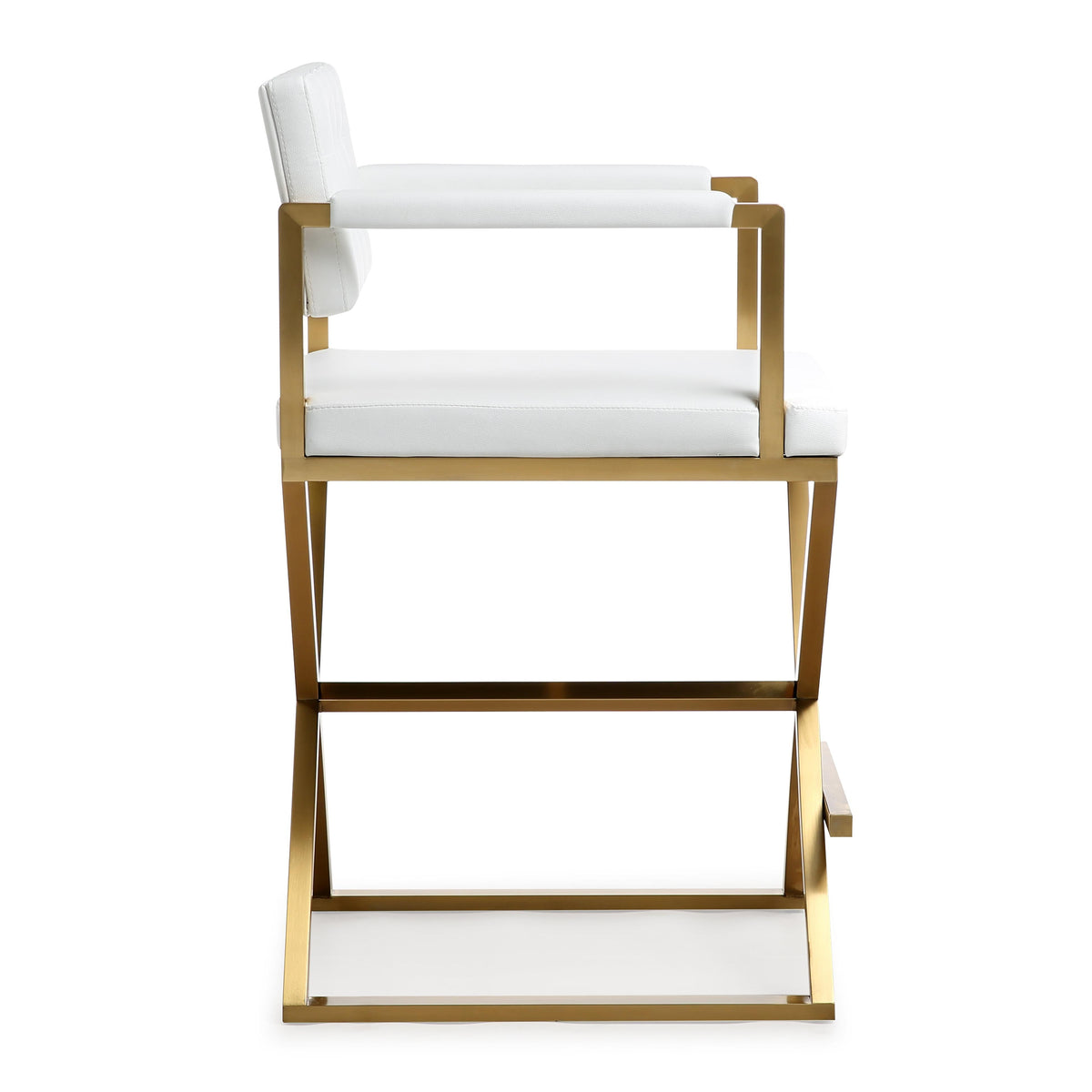 Director White Performance Vegan Leather and Gold Steel Counter Stool by TOV Furniture – photo 4 of 10