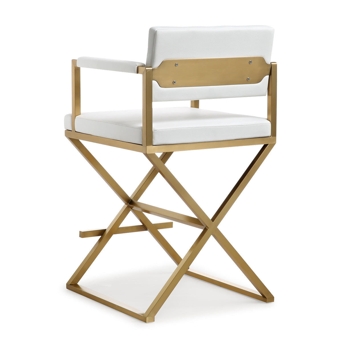 Director White Performance Vegan Leather and Gold Steel Counter Stool by TOV Furniture – photo 5 of 10
