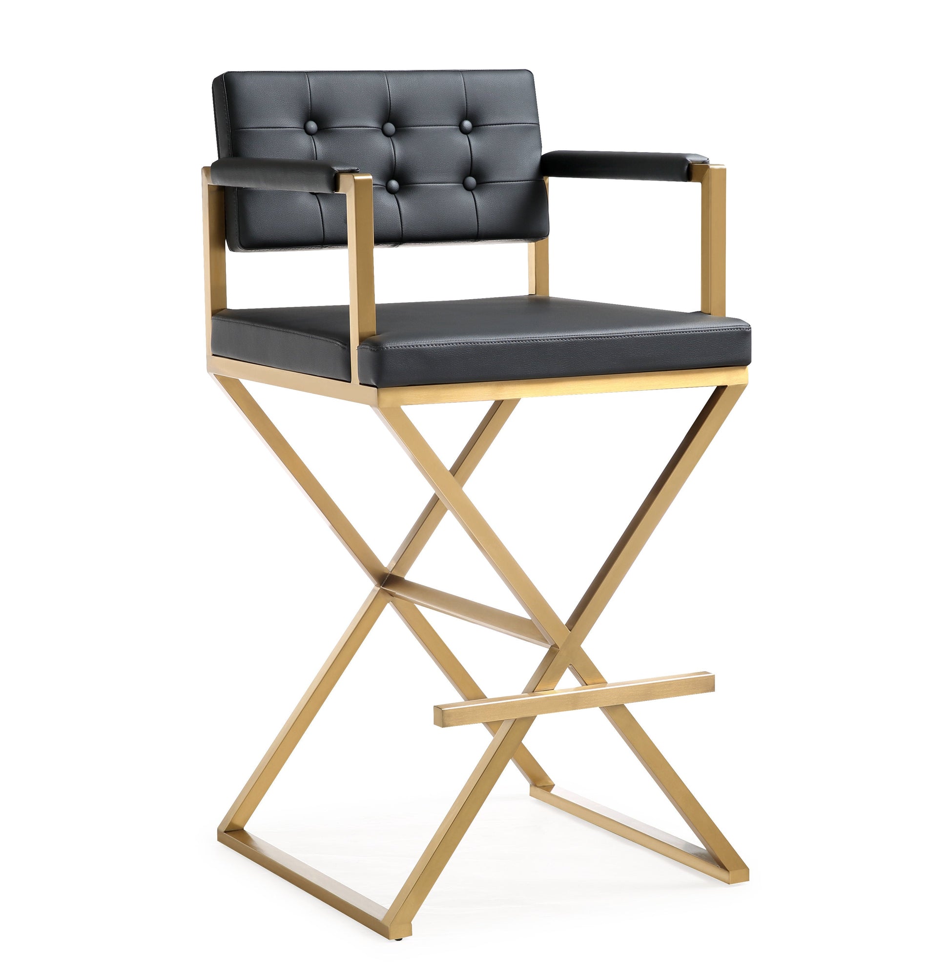 Director Performance Vegan Leather Stool With Gold Base by TOV K3669