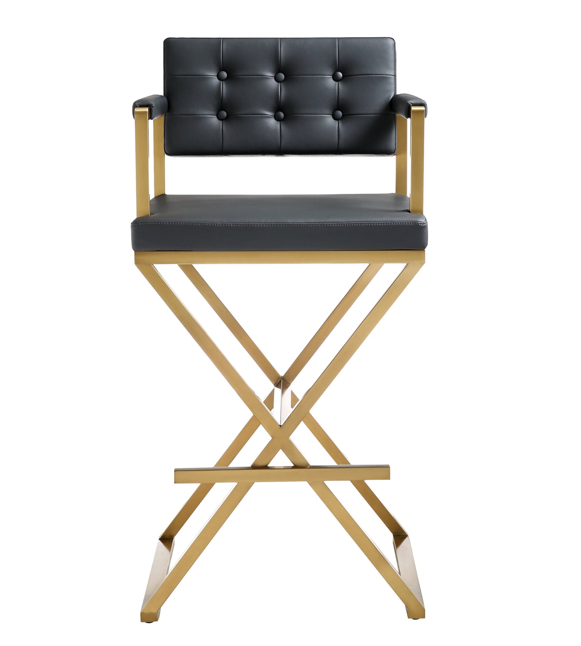 Director Performance Vegan Leather Stool With Gold Base by TOV K3668