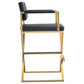 Director Performance Vegan Leather Stool With Gold Base by TOV K3669
