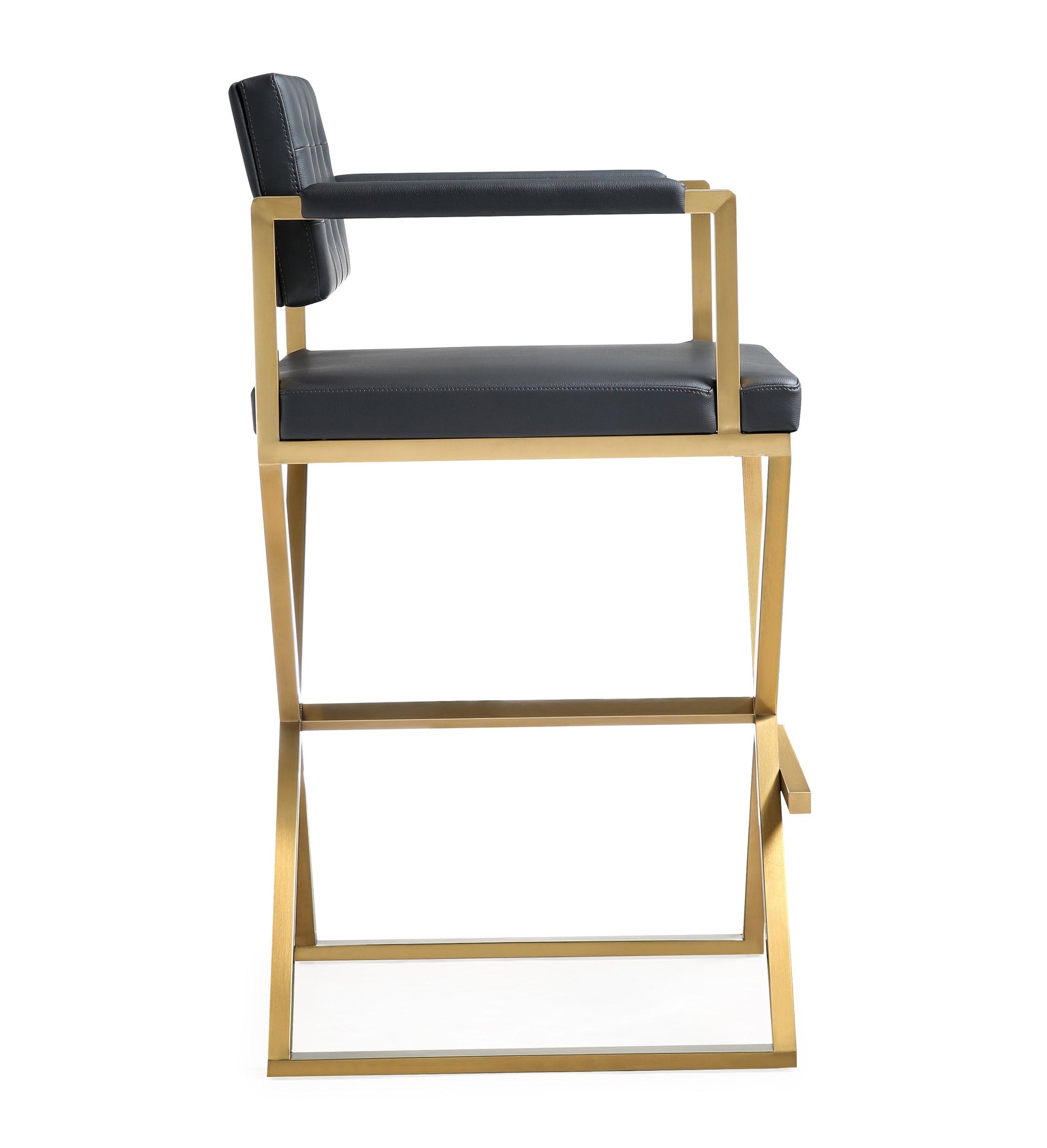Director Performance Vegan Leather Stool With Gold Base by TOV K3667