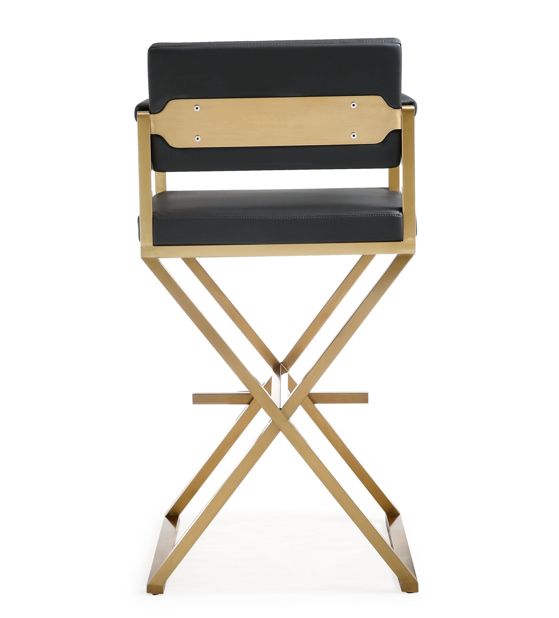 Director Performance Vegan Leather Stool With Gold Base by TOV K3669