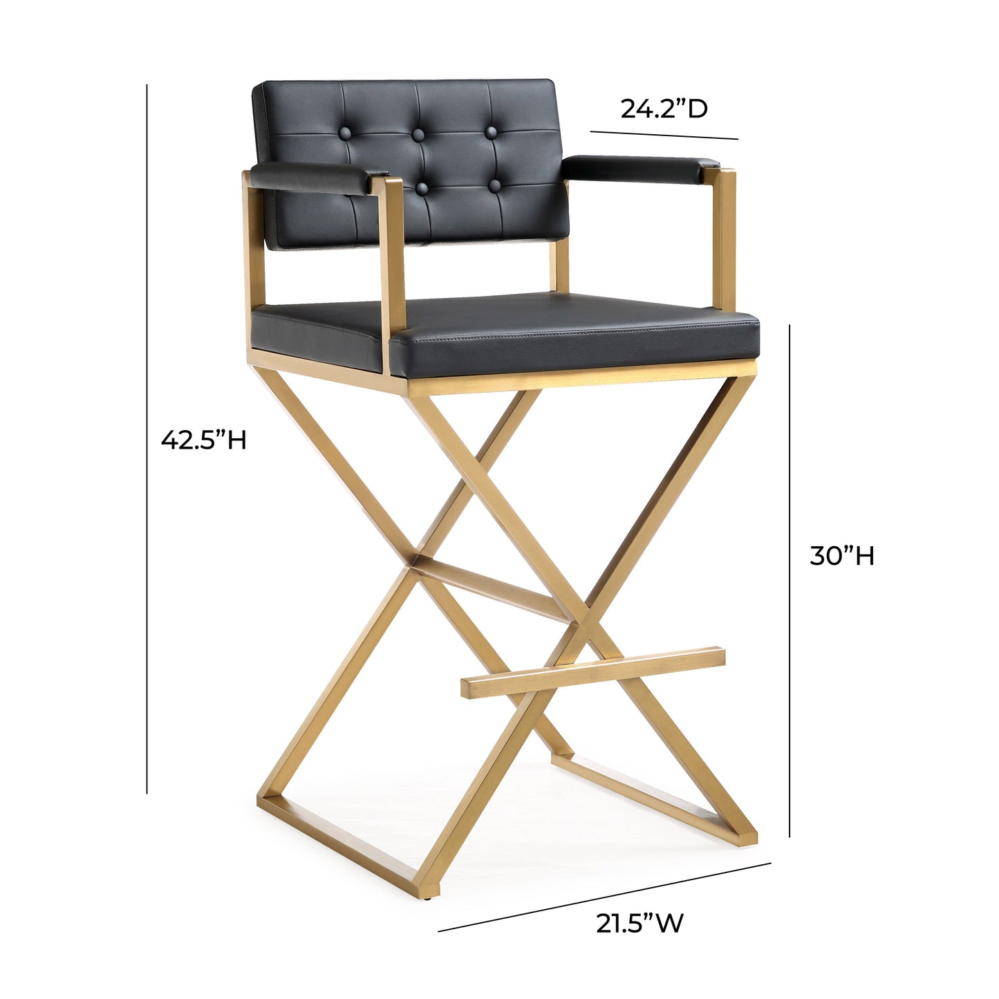 Director Performance Vegan Leather Stool With Gold Base by TOV K3669