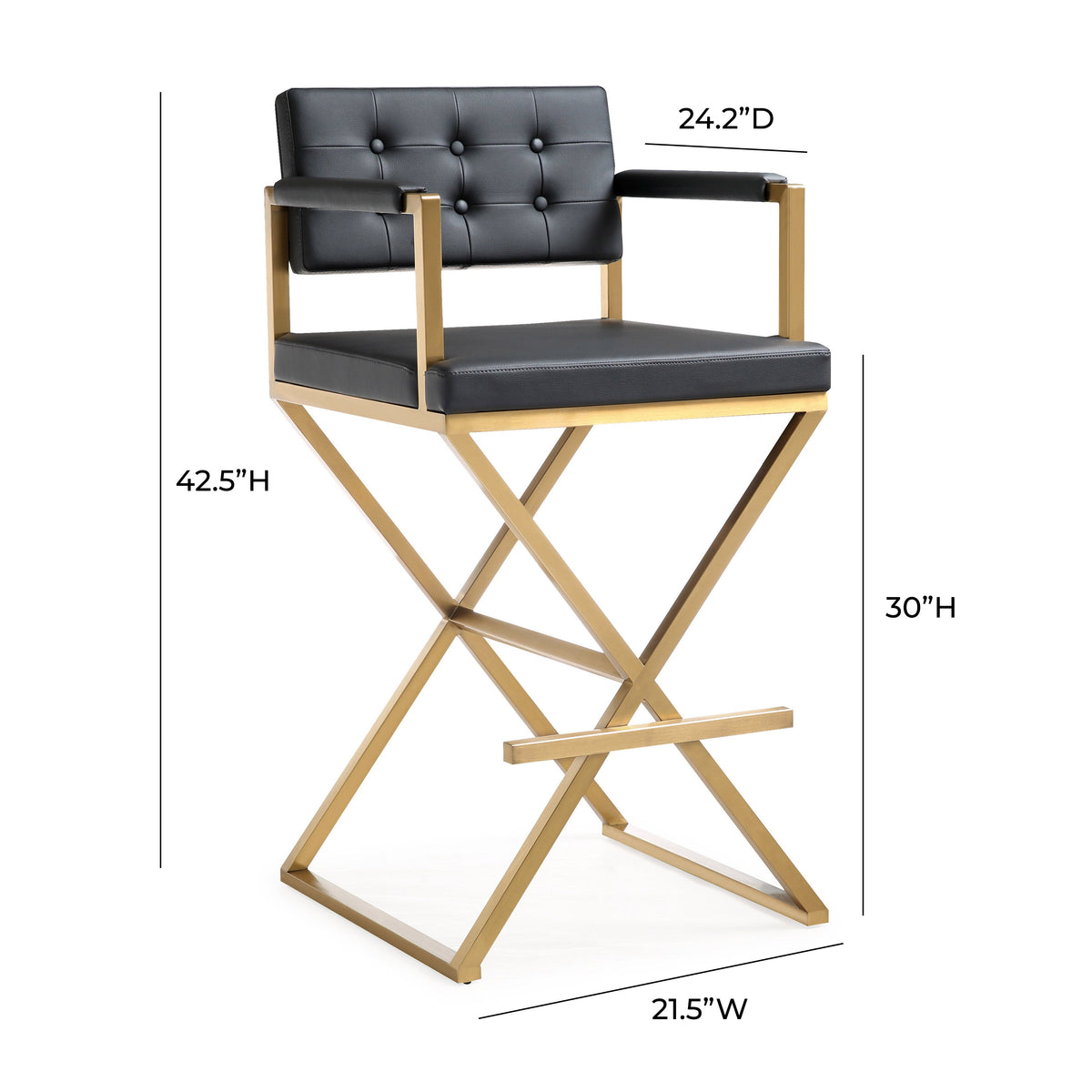 Director Black Performance Vegan Leather and Gold Steel Barstool by TOV Furniture – photo 9 of 9