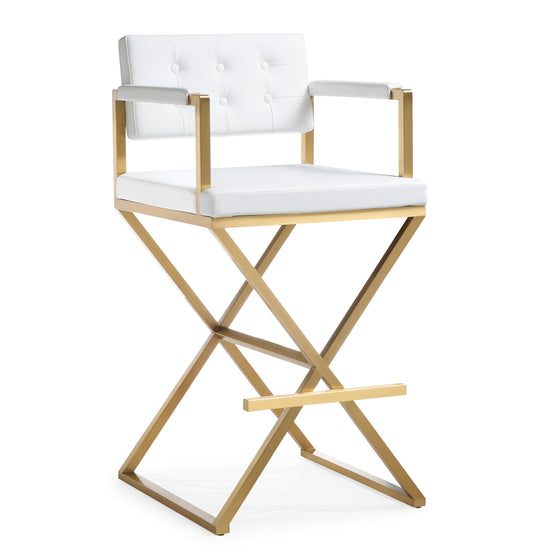 Director Performance Vegan Leather Stool With Gold Base by TOV K3670