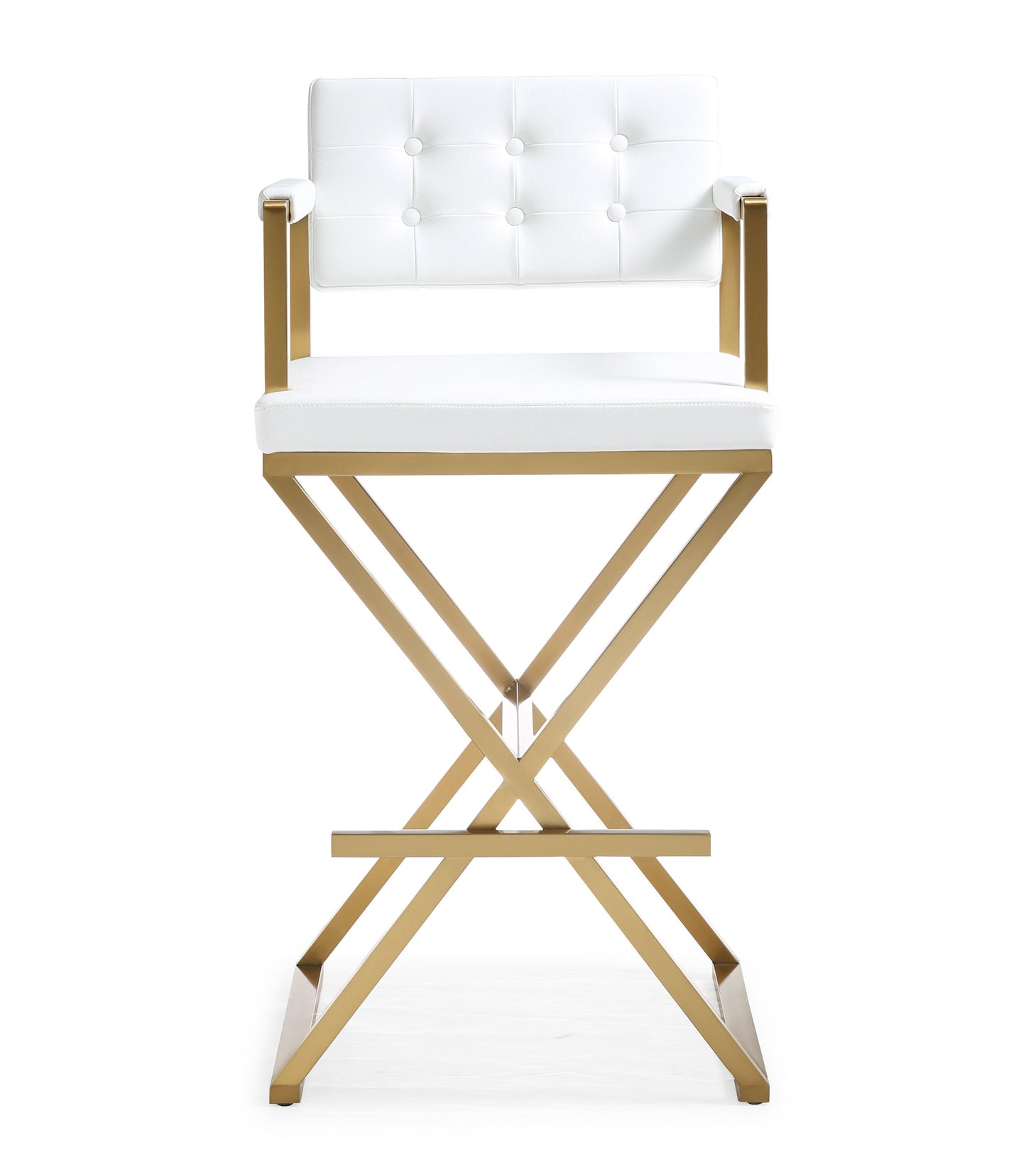 Director Performance Vegan Leather Stool With Gold Base by TOV K3669